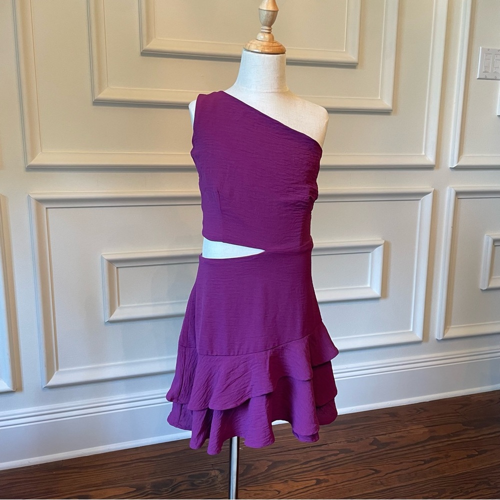 Girls NWT Miss Behave Purple mini Dress Kids 10 Dance Party Summer one shoulder